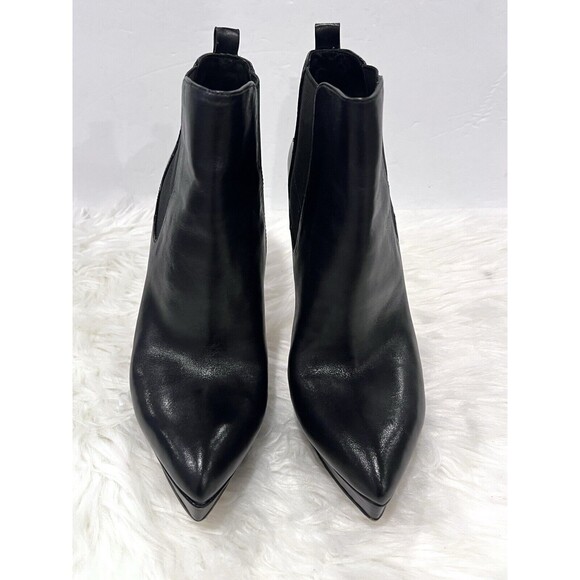 Michael Kors Women Ankle Boots Black Leather Stilleto Heels Pointed Toe Size 9.5 - Picture 3 of 10